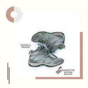 Merrell Teal and Gray Hiking Boots Select Dry "Castle Rock" Mid Ankle